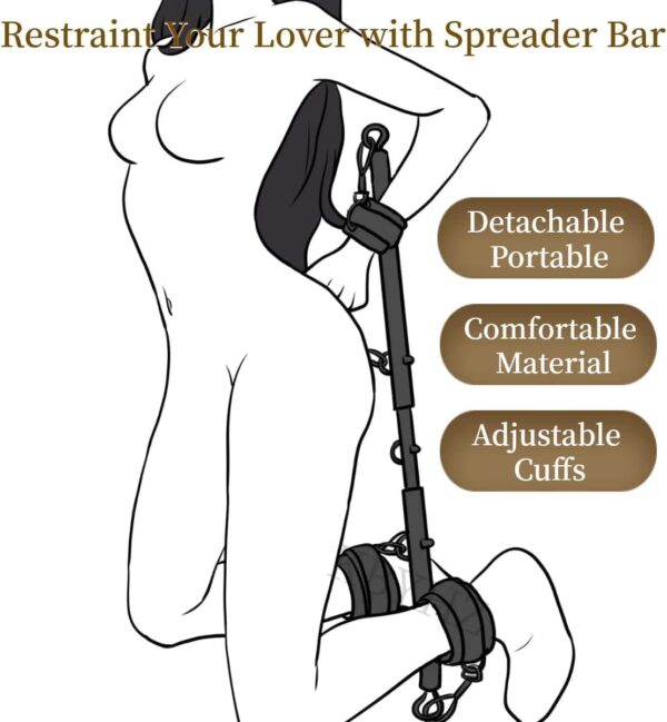 Spreader Bar Sex Toys BDSM Bondage Restraints with Handcuffs Ankle Cuffs for Couples Adults SM Games Adjustable 22-36 Inch - Image 4