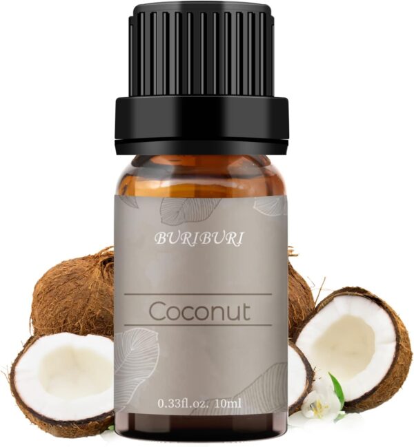 BURIBURI Coconut Essential Oil, Premium Grade Scented Oil 10ml Coconut Fragrance Oil Carrier Oil for Diffusers, Massage, Candle Making Soap Making - Image 2