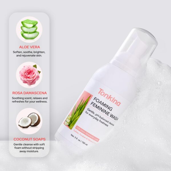 Foaming Feminine Wash pH-Balanced, Plant-Based Cleanser, Parabens & Sulfates Free, Daily Use, Supports Vaginal Health, hygiene essentials for All Skin Types, 5 fl. oz (Pack of 2) - Image 3