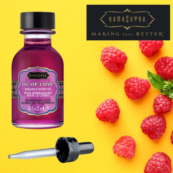 KAMA SUTRA Oil of Love Raspberry Kiss - .75 fl oz - Kissable Warming Body Topping for Oral Foreplay Fun, Delicious Lickable Flavor for Couples, Women, and Men. Water-Based. - Image 5