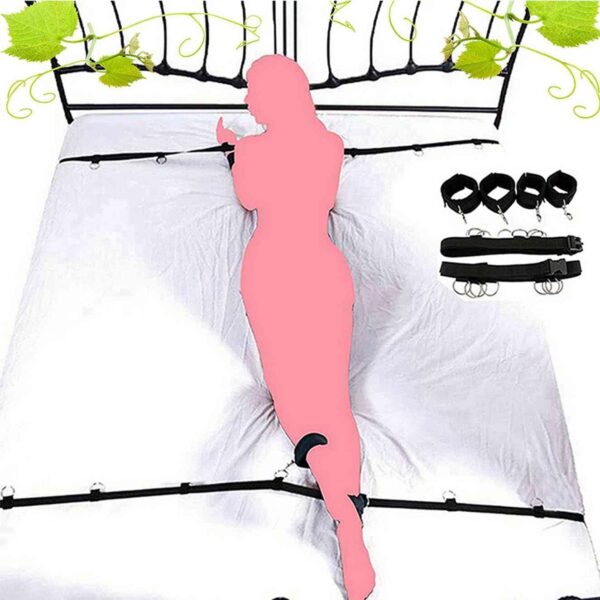 Bed Bonage Kits BDSM Game Sex Bed Restraint for Queen Size Bed Straps Adult Play Bed Restraints for Couples King Bed Hand Leg Cuffs Strap Set Ankle Wrist Blindfold and Hand Ties for Bedroom Sweater - Image 5