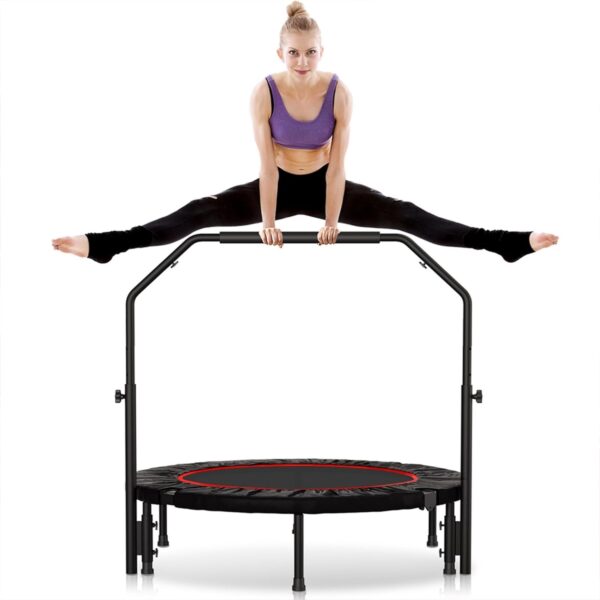 450 LBS Rebounder for Adults,40" Mini Rebounder Foldable Fitness Rebounder with Adjustable Foam Handle, Rebounder Jumping Cardio Trainer for Indoor/Outdoor Exercise Workout - Image 2