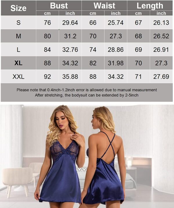 Buitifo Women Lingerie Dress Sexy Nightwear V Neck Chemise Lace Strap Babydoll Sleepwear - Image 6