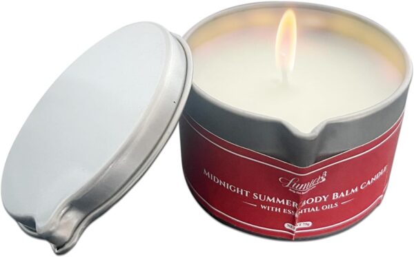 Midnight Summer Body Balm Candle with Essential Oils, Lotion Melting Candle,Hydrating Skin Care Massage Oils with Essential Oils, Tin Candle with Pouring Spout, Low Melting Point Wax - Image 2