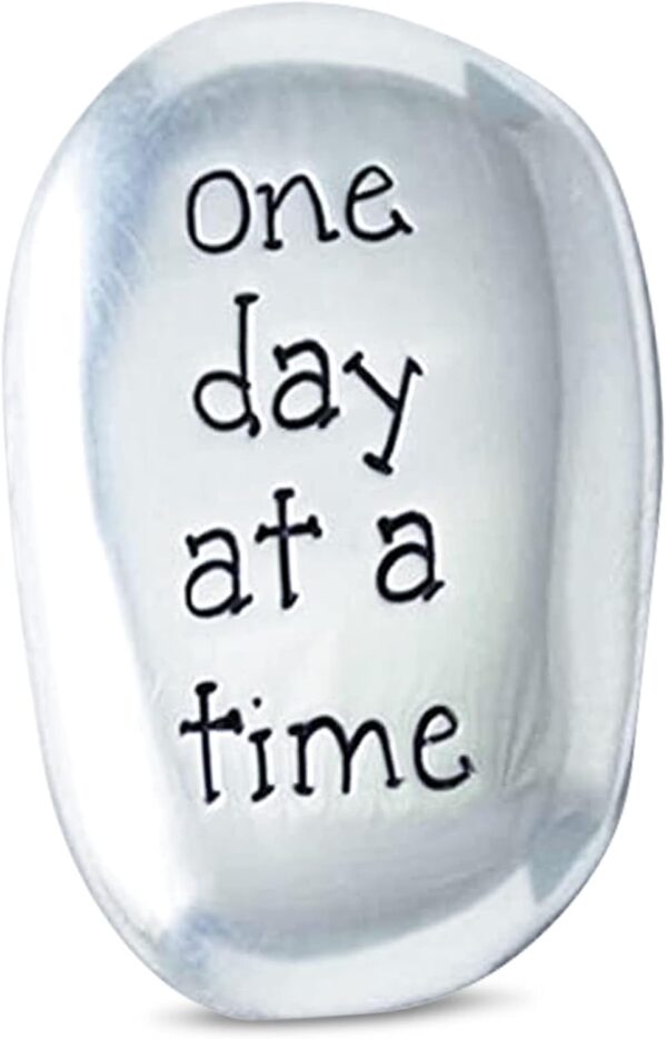 Thumb Stones ONE Day at A TIME Inspirational Gift Soothing Worry Stone Friend Family Affirmation AA - Image 2