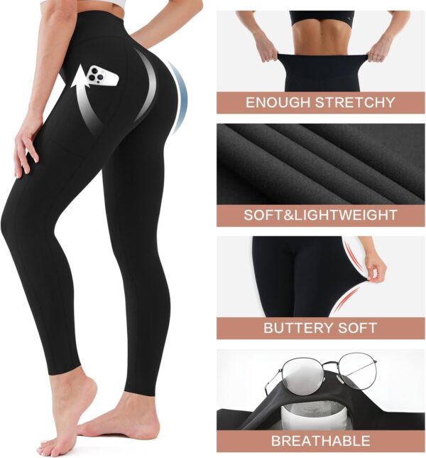 Blisset 3 Pack High Waisted Leggings for Women-Soft Athletic Tummy Control Pants for Running Yoga Workout Reg & Plus Size - Image 6