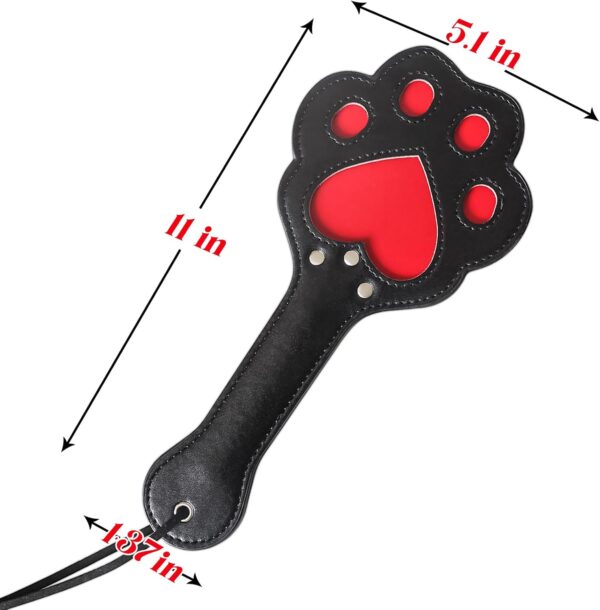 Sexual Abuse Hand Slap with Heart Shaped Cat Claw, Black Leather Spanking Paddle for Couples to Enhance Feelings SM Conditioning Stimulation Games - Image 5