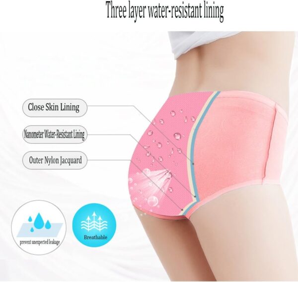 YOYI FASHION Women Menstrual Period Briefs Jacquard Easy Clean Panties 5 Pack US Size XXS-5XL/12 - Image 3