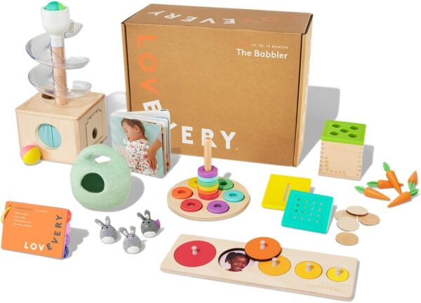 Lovevery | The Babbler Play Kit, Birthday Play Kit, Montessori Toddler Toy, 8 Play Products, 1 Board Book, and Play Guide (Best Birthday Gift for 1 Year Old) - Image 2