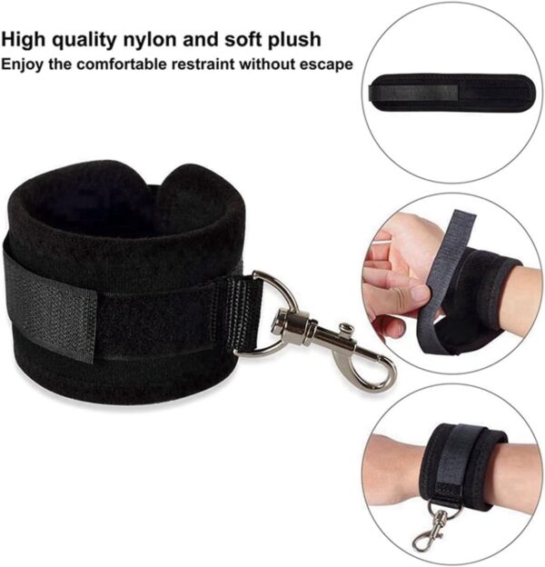 Sex Furniture Kit Restraints for Ankles Hands Sex Furniture Hand Cuff SM Games Bondge Ties for Bed Sex Restraints Bondage Kit Toys for Women Sweater with Safety Release Soft Leather Fuzzy J8 - Image 4