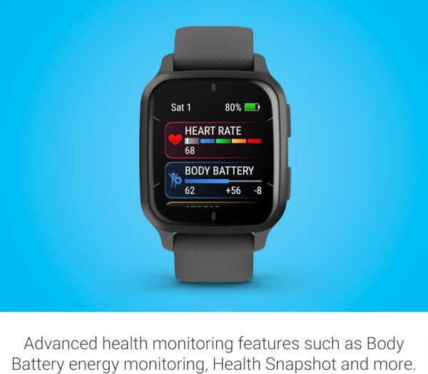 Garmin Venu® Sq 2 GPS Smartwatch, All-Day Health Monitoring, Long-Lasting Battery Life, AMOLED Display, Slate and Shadow Gray - Image 5