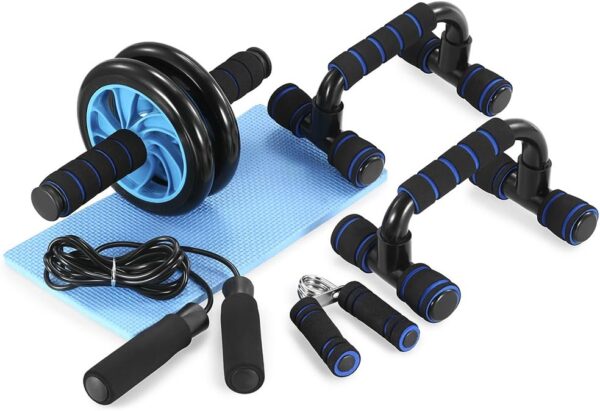 TOMSHOO AB Wheel Roller Kit with Push-Up Bar, Knee Mat, Jump Rope and Hand Gripper - Home Gym Workout for Men Women Core Strength & Abdominal Exercis - Image 2