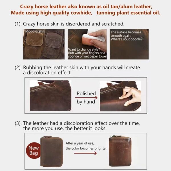 Tooling Leather Square 1.8-2.0MM Thick Genuine Top Full Grain Oil Tan Crazy Horse Cowhide Leather Sheets for Crafts Tooling Sewing Wallet Earring Hobby (Dark Brown, 8"x12") - Image 8