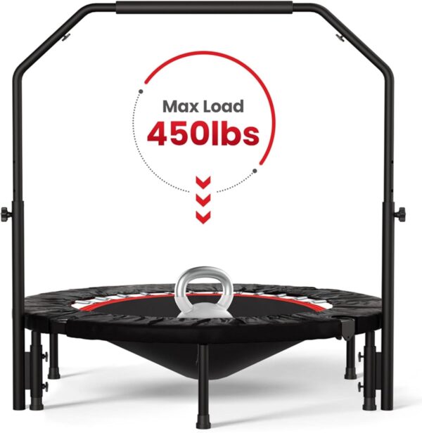 450 LBS Rebounder for Adults,40" Mini Rebounder Foldable Fitness Rebounder with Adjustable Foam Handle, Rebounder Jumping Cardio Trainer for Indoor/Outdoor Exercise Workout - Image 3