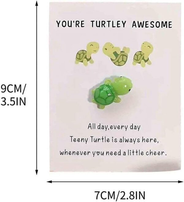 2Pcs Green Handmade Emotional Support Turtley Awesome, Turtle Motivational Gift, Cute Mini Turtle Decoration, Lovely Turtle Shaped Card Friendship Gift A Card with A Turtle Ornament Home Décor - Image 6