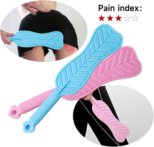 Spanking Paddle for Sex Adult Play,Textured Rubber Palm-Leaf Fan Shaped Slapper Sex Paddle, Bumps Flexible Flirt Toy for SM Bondage Game Adult Sex Toys,for Couple/Women/Gay 14.96 inch BDSM (Blue) - Image 5