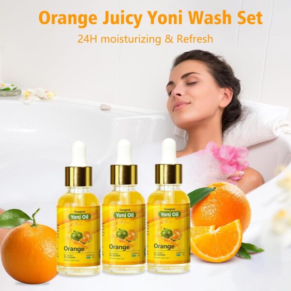 3Pack Yoni Oil for PH Balance, Yoni Wash Feminine Oil for Vaginal Dryness Soothes, Moisturizer Wetness Hygiene Intimate Deodorant for Women Perfume Oil Orange Juicy Body Oil - Image 6