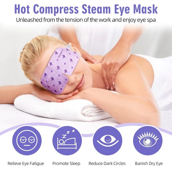 Serfeymi 22 Packs Steam Eye Masks Self Heating Warm Eye Mask, Disposable Eye SPA Heated Eye Mask for Sleeping,Relief Eye Fatigue, Gifts for Mother's Day - Upgraded (Lavender 11PCS+ Chamomile 11PCS) - Image 4