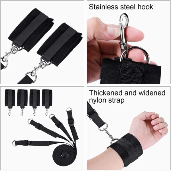 Bondaged Restraints Sex Set for Bed Sexy Straps for Couples Bed Restraints Bondaged Kit Adult Restraint Sex Resistant Cuffs Toys for Women Ties Legs and Arms Sexy Accessories for Couples Yoga Sweater - Image 3