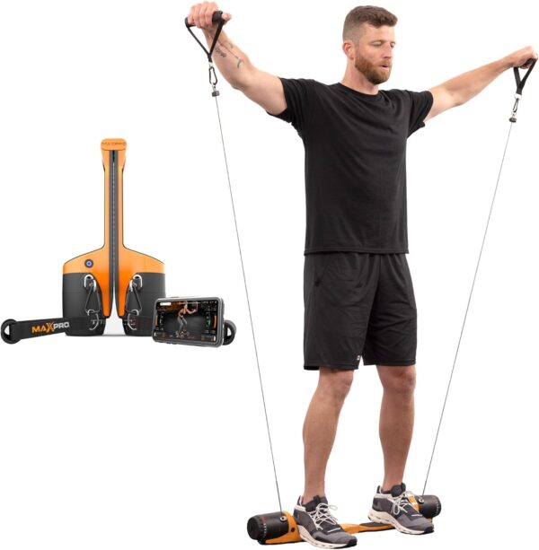 MAXPRO Fitness: Cable Home Gym | As Seen on Shark Tank | Versatile, Portable, Bluetooth Connected | Strength, HIIT, Cardio, Plyometric, Powerful 5-300lbs Resistance - Image 2