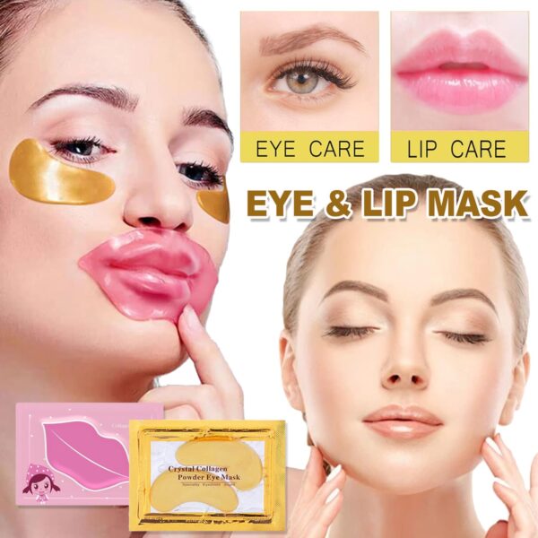 30 Pairs Lip Masks & 24K Gold Eye Masks, Crystal Collagen Eye Patches for Puffy Eyes, Moisturizing & Reduce Wrinkles, Lip Care & Under Eye Mask for Dark Circles and Puffiness - Image 3