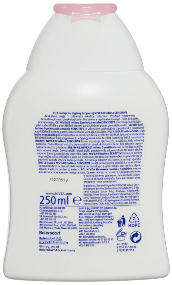 Nivea Intimo Sensitive Intimate Wash Lotion 250 ml / 8.3 fl oz - Image 3