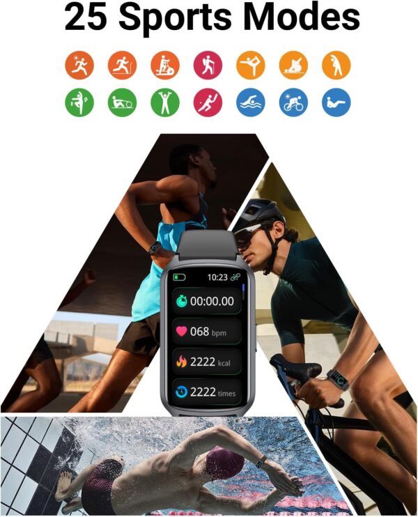 Health Fitness Tracker with 24/7 Heart Rate, Blood Oxygen, Blood Pressure, Sleep Tracker, 5ATM Waterproof Activity Trackers with Step Tracker, Pedometer (S & L Bands Included) - Image 4