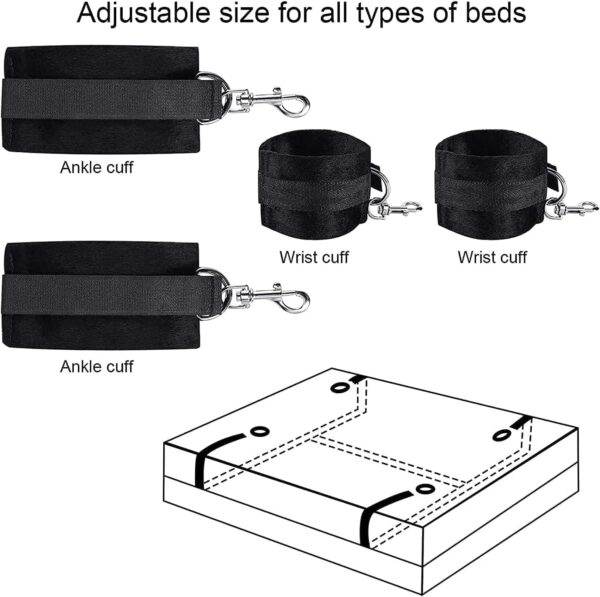 SM Games Kit Sex Furniture Hand Cuff Rope Toys Thigh Restraints for Ankles Hands Bondge Ties for Bed Sex Restraints Bondage Kit Toys Sex Swing Sweater Set with Handcuffs and Leg Fuzzy V9 - Image 6