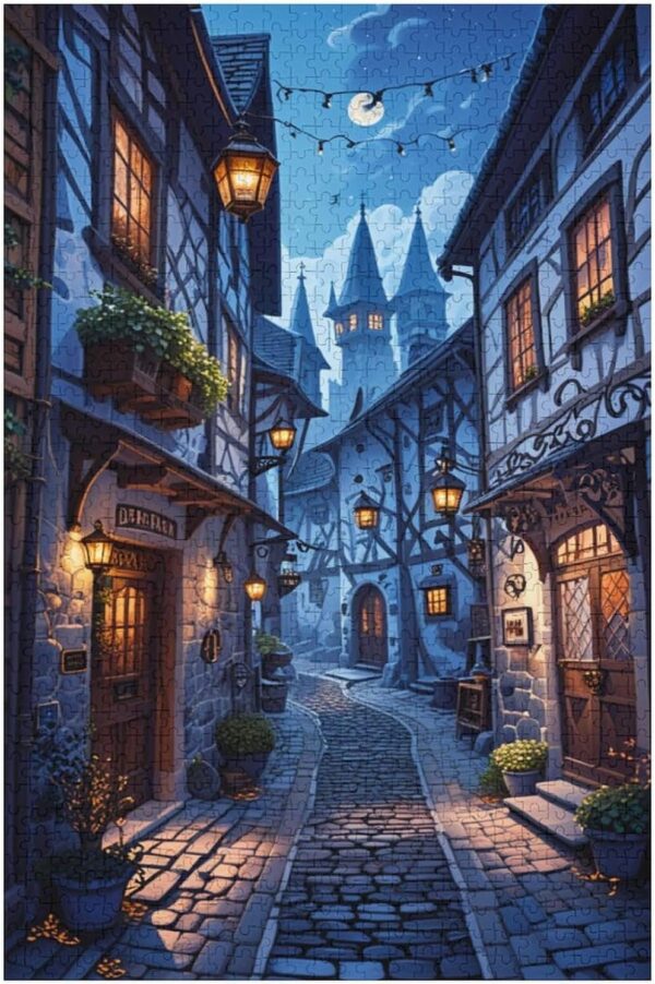 1000 Piece Puzzles A Medieval Alleyway at Dusk Brain Teaser for Adults,Educational Developmental Toys & Games,Building Kit Activities to Encourage Creative Play Christmas - Image 4