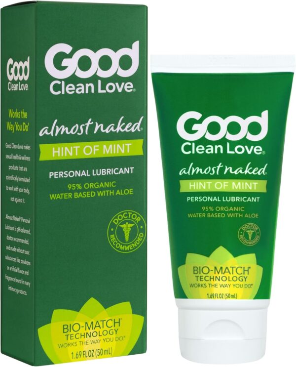 Good Clean Love Almost Naked + Almost Naked Hint of Mint, Organic Water Based Lubricants, Made with Aloe Vera, Safe for Toys & Condoms, Intimate Wellness for Men and Women - Image 2