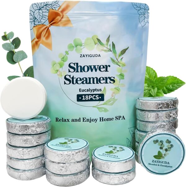 Shower Steamers Aromatherapy 18 Pack Gifts for Women, Men, Mom, Teen Menthol & Eucalyptus Natural Essential Oil Home Spa Self Care Relaxation Shower Bombs Birthday Gifts Stocking Stuffers - Image 2