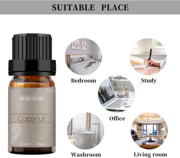 BURIBURI Coconut Essential Oil, Premium Grade Scented Oil 10ml Coconut Fragrance Oil Carrier Oil for Diffusers, Massage, Candle Making Soap Making - Image 6