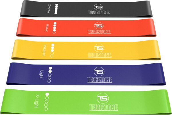 TechStone Resistance Bands Set for Men and Women, Pack of 5 Different Levels Elastic Band for Home Gym Long Exercise Workout – Great Fitness Equipment for Training, Yoga – Free Carrying Bag - Image 2