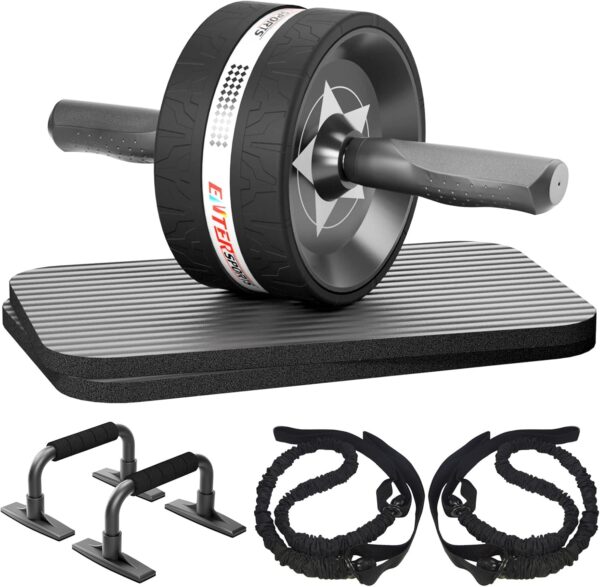 Ab Rollers Wheel Kit, Exercise Wheel Core Strength Training Abdominal Roller Set with Push Up Bars, Resistance Bands, Knee Mat Home Gym Fitness Equipment for Abs Workout - Image 2