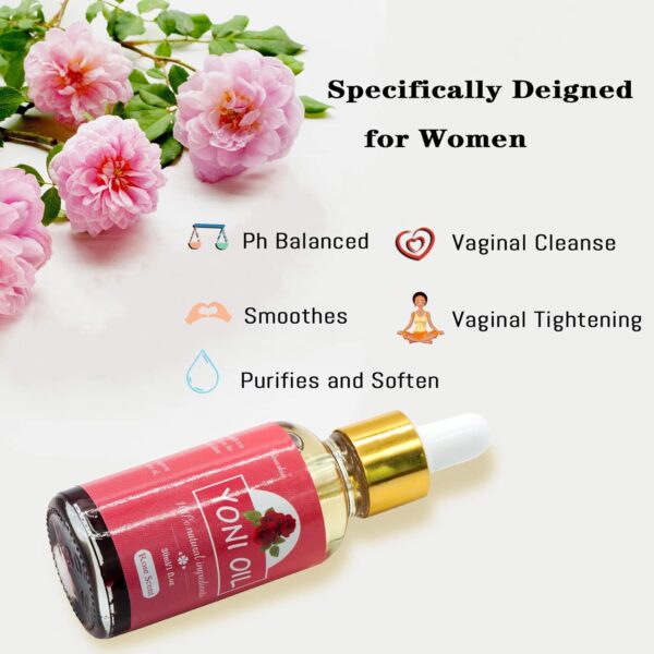 2 Packs Yoni Oil for Women, All Natural Feminine Oil Intimate Deodorant for Women, Ph Balanced and Eliminates Odor, 100% Natural Feminine Serum Made with Rose Essential Oils (1 fl oz/30 ml) - Image 4