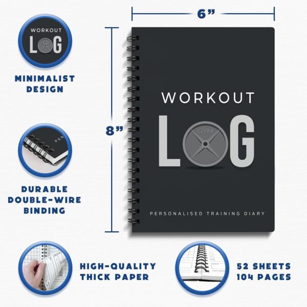 Workout Planner for Daily Fitness Tracking & Goals Setting - A5 Size, 6” x 8”, Charcoal Gray - Men & Women Personal Home & Gym Training Diary - Log Book Journal - by Workout Log Gym - Image 3