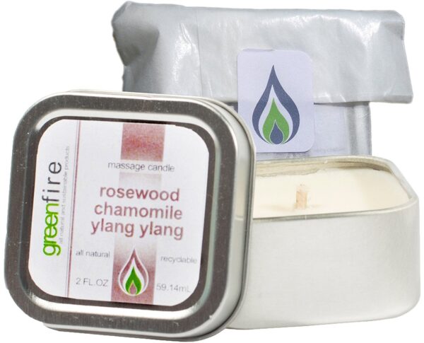 Greenfire All Natural Massage Oil Candle, Rosewood Chamomile Ylang Ylang, Travel Size 2 Fluid Ounce - Image 2