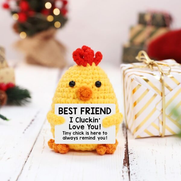 Funny Best Friend Christmas Chicken Gifts for Women Bestie BFF Friends Birthday Handmade Crochet Animals Chick Cute Stuff Gifts for Sister Friendship Xmas Stocking Stuffer Gift I Love You Best Friend - Image 9