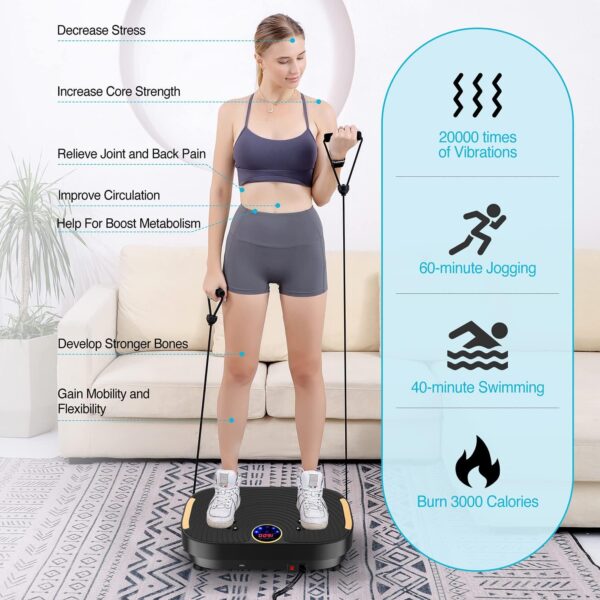 AXV Vibration Plate Exercise Machine Whole Body Workout Vibrate Fitness Platform Lymphatic Drainage Machine for Weight Loss Shaping Toning Wellness Home Gyms Workout - Image 8