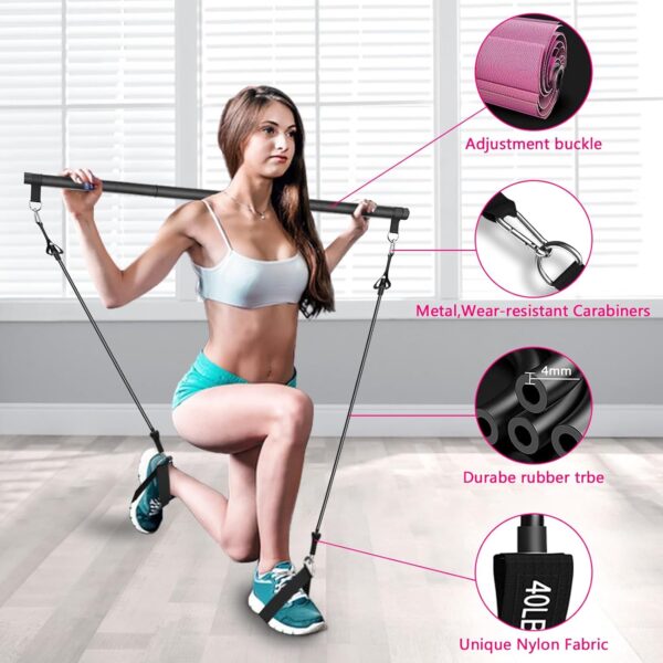 Pilates Bar Kit with Resistance Bands,Pilates Bar with Stackable Bands Workout Equipment for Legs,Hip,Waist and Arm,Exercise Fitness Equipment for Women & Men Home Gym Yoga Pilates - Image 3