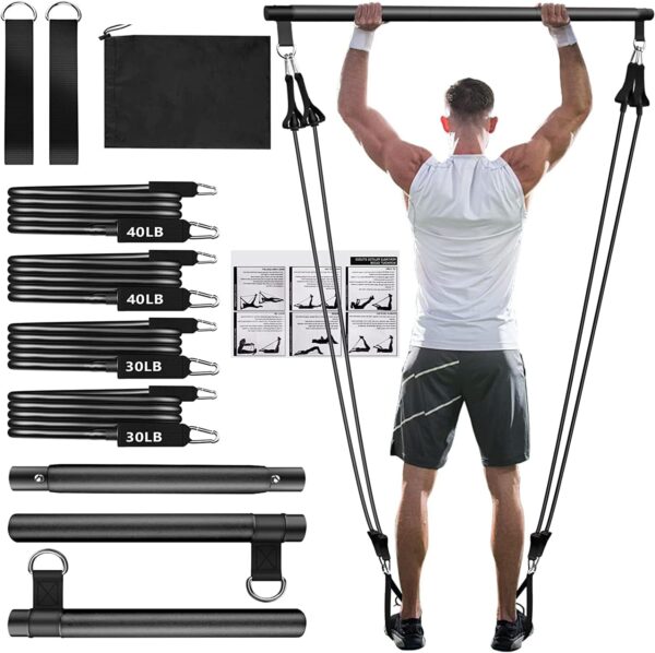 Pilates Bar Kit with Resistance Bands,Pilates Bar with Stackable Bands Workout Equipment for Legs,Hip,Waist and Arm,Exercise Fitness Equipment for Women & Men Home Gym Yoga Pilates - Image 2