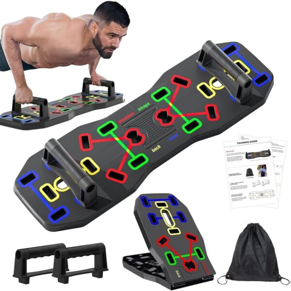 AERLANG Push Up Board, Portable Multi-Function Foldable 10 in 1 Push Up Bar, Push up Handles for Floor,Professional Push Up Strength Training Equipment - Image 2