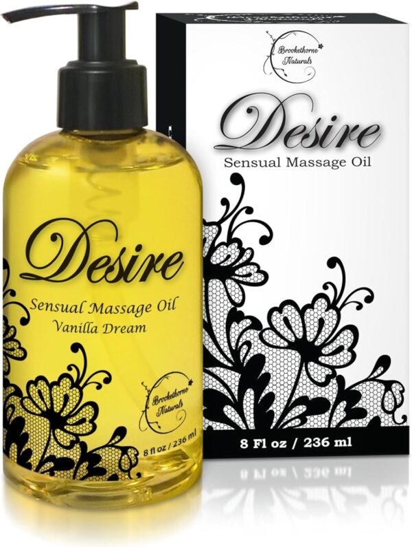 Desire Sensual Massage Oil - Best Massage Oil for Couples Massage – All Natural - Contains Sweet Almond, Grapeseed & Jojoba Oil for Smooth Skin 8oz - Image 2