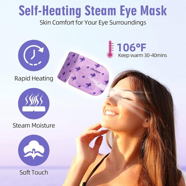 Serfeymi 22 Packs Steam Eye Masks Self Heating Warm Eye Mask, Disposable Eye SPA Heated Eye Mask for Sleeping,Relief Eye Fatigue, Gifts for Mother's Day - Upgraded (Lavender 11PCS+ Chamomile 11PCS) - Image 3