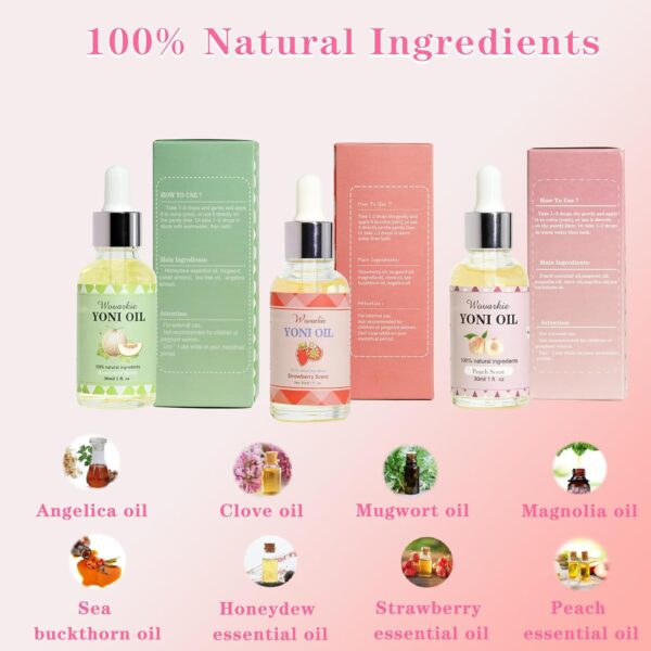 Yoni Oil for Women Set Of 3, 100% Natural Feminine Oil Deodorant for Women, Eliminates Odor and Ph Balanced, Feminine Serum Made with Pure Natural Essential Oils (1 fl oz/30 ml) - Image 7