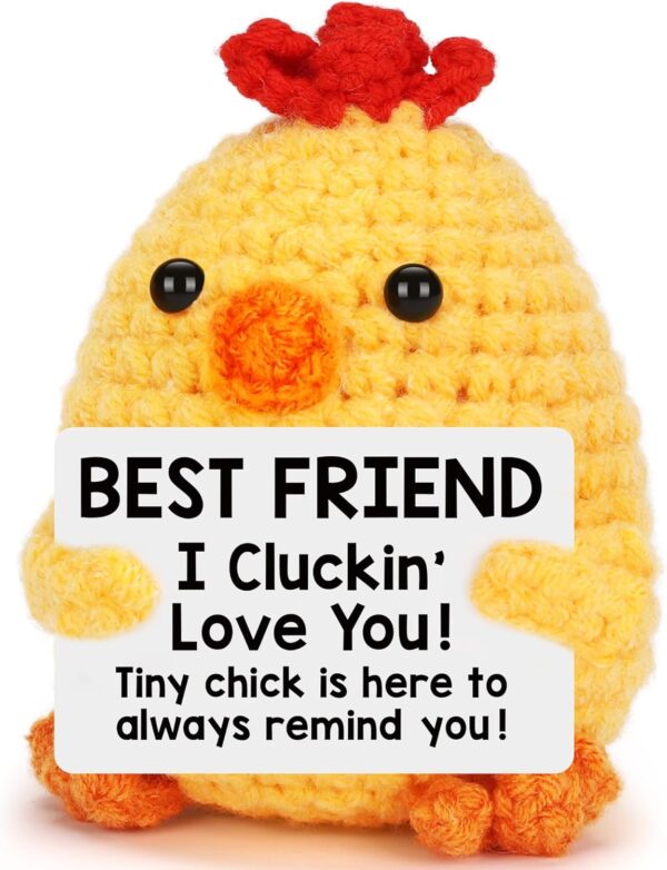 Funny Best Friend Christmas Chicken Gifts for Women Bestie BFF Friends Birthday Handmade Crochet Animals Chick Cute Stuff Gifts for Sister Friendship Xmas Stocking Stuffer Gift I Love You Best Friend - Image 2