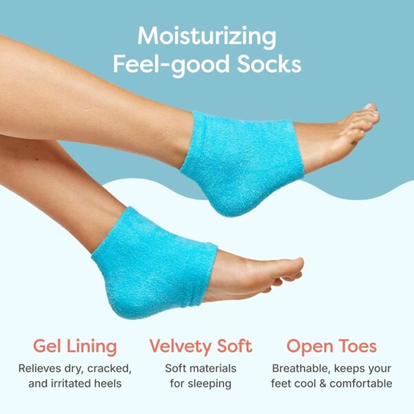 ZenToes Moisturizing Fuzzy Sleep Socks with Vitamin E, Olive Oil and Jojoba Seed Oil to Soften and Hydrate Dry Cracked Heels (Regular, Blue) - Image 4