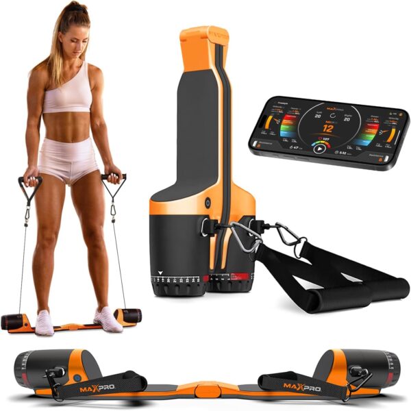 MAXPRO Fitness: Cable Home Gym | As Seen on Shark Tank | Versatile, Portable, Bluetooth Connected | Strength, HIIT, Cardio, Plyometric, Powerful 5-300lbs Resistance - Image 7