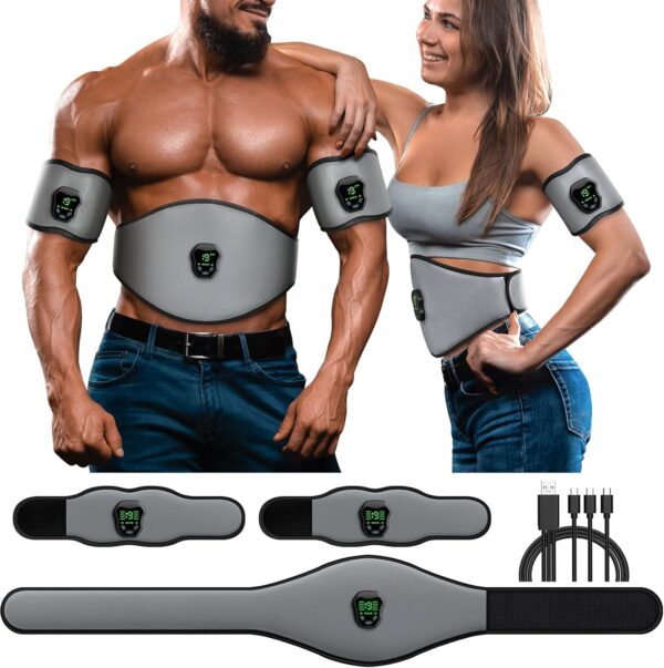 NEWPINE Fitness Belt, Powered Muscle Stimulator for Home Use, for Muscle Conditioning Grey - Image 2