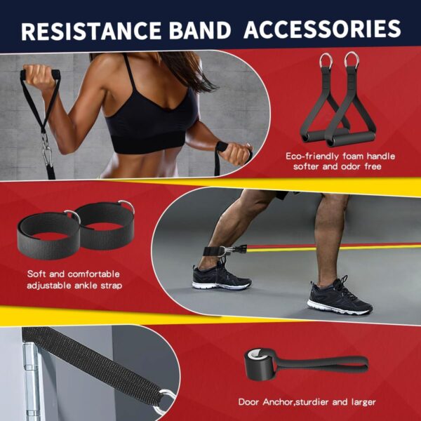 WHATAFIT Resistance Bands, Exercise Bands，Resistance Bands for Working Out, Work Out Bands with Handles for Men and Women Fitness, Strength Training Home Gym Equipment - Image 4